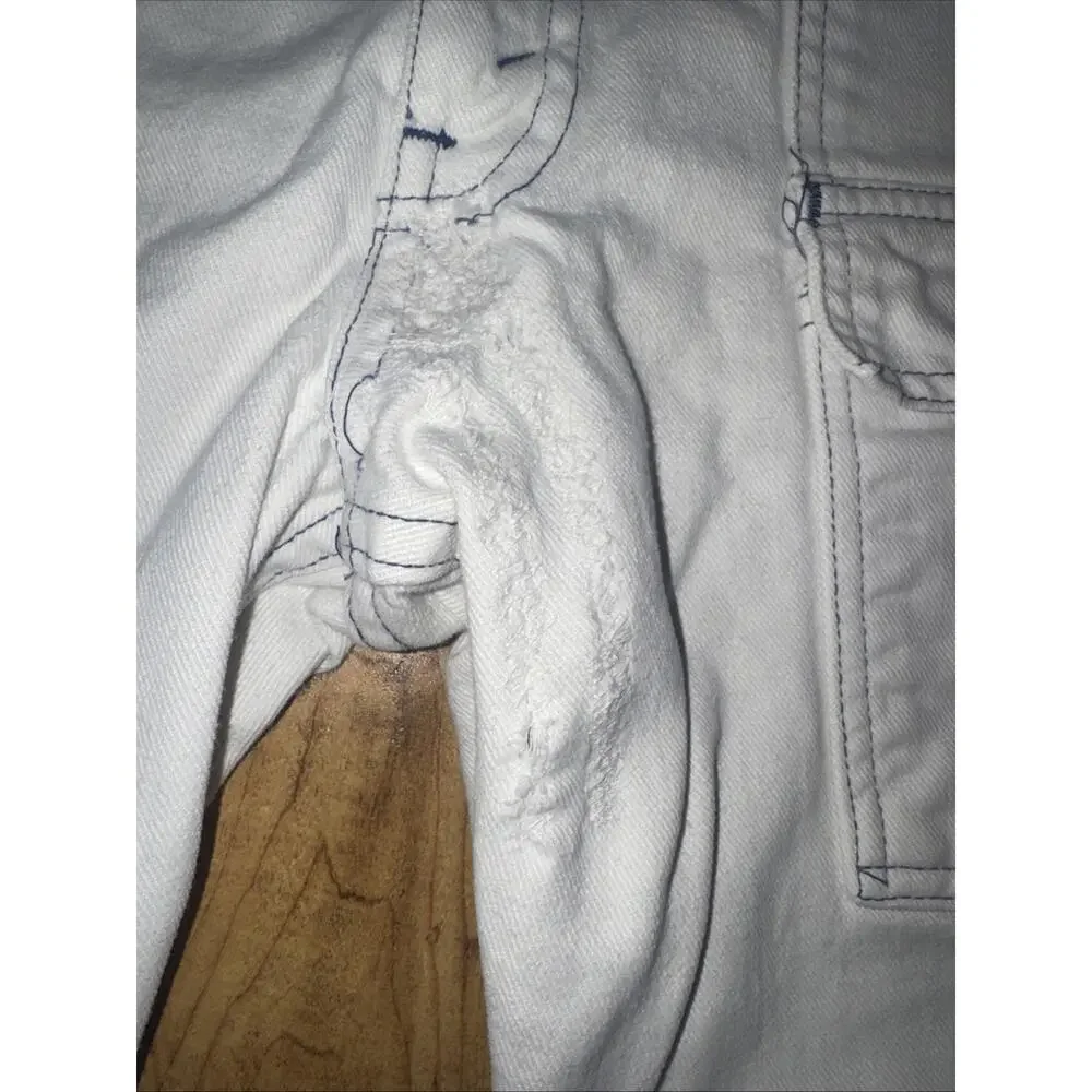 Levi’s Black Gold Tab Big E White Fatigue Cargo Pants With Blue Stitching 30x30